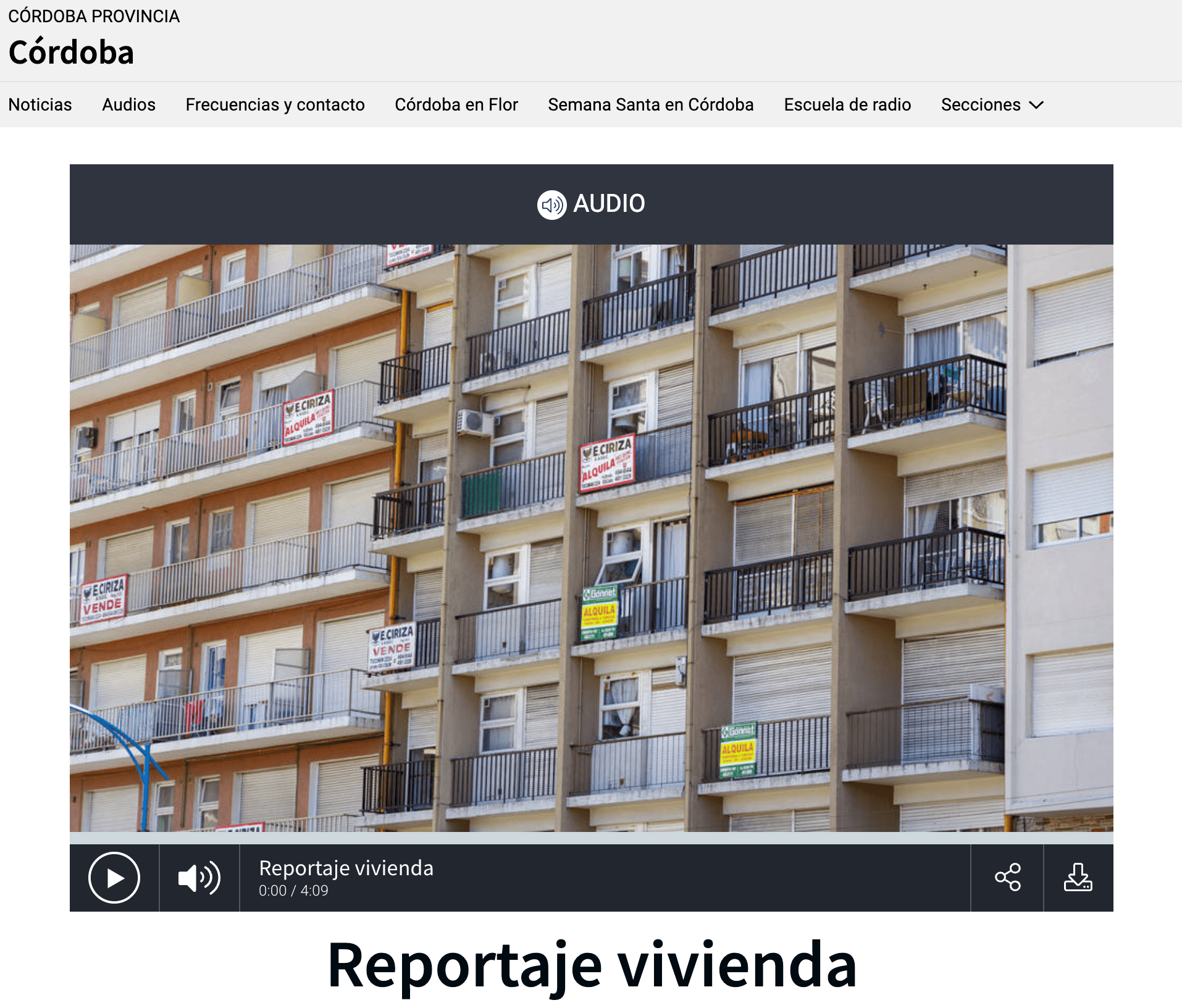 Resumen del Reportaje sobre Vivienda en Córdoba